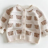 COZY Tonal Bear Cardigan Creme