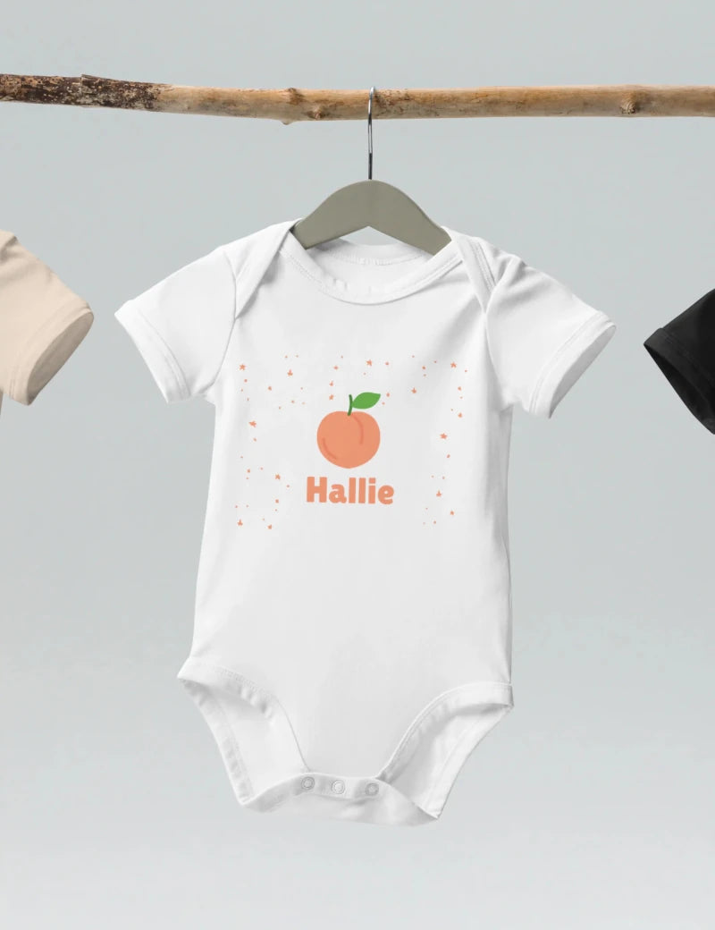 Peach Personalised Bodysuit in White - Cozy Crew Club