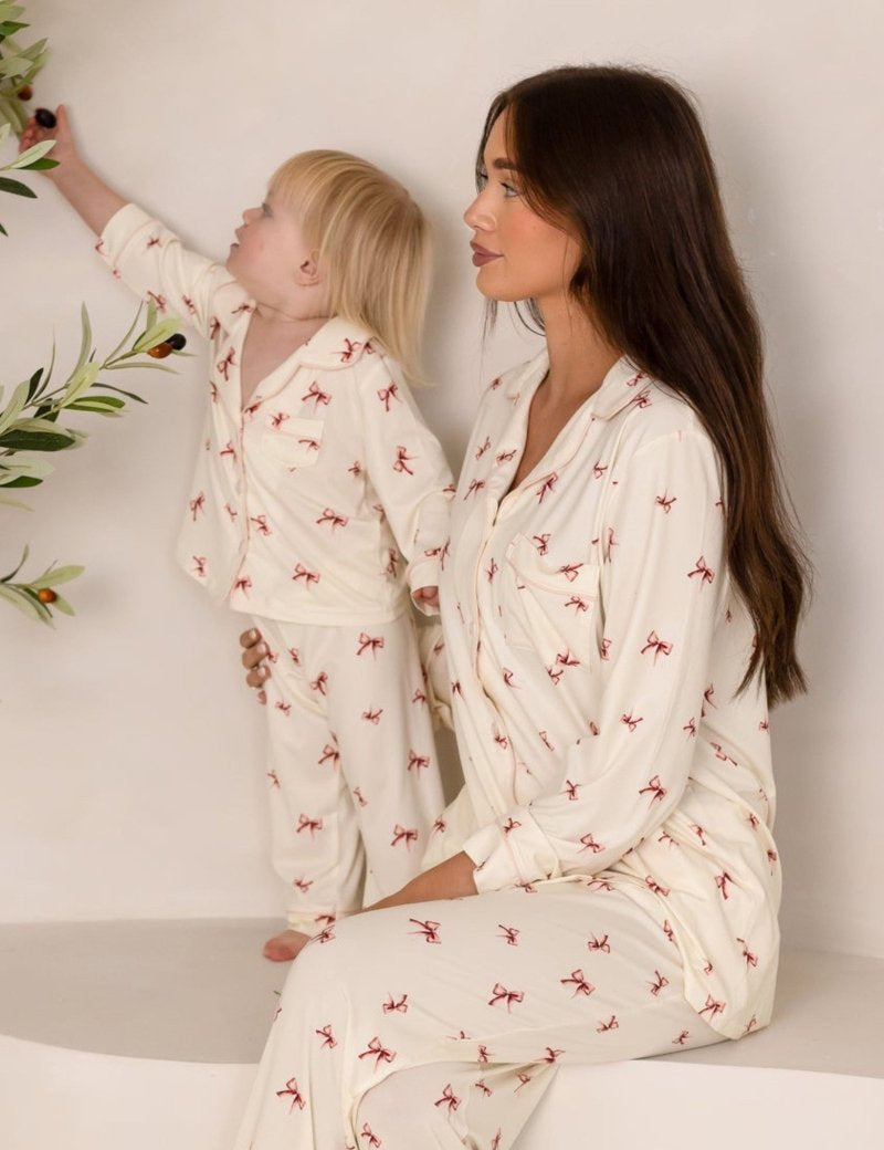 Mini COZY Rosy Ribbon Pyjamas Set - Cozy Crew Club