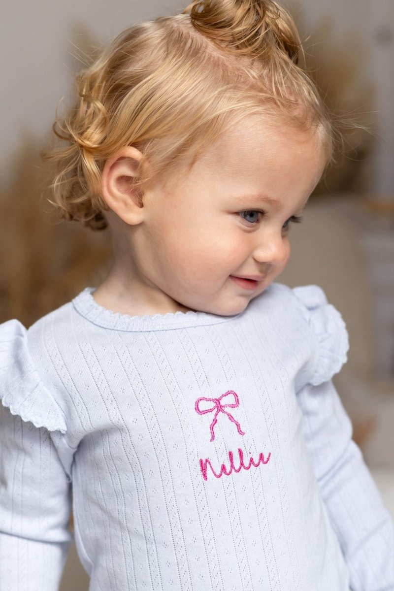 Knitted Bow Frill Romper Personalsied - Cozy Crew Club