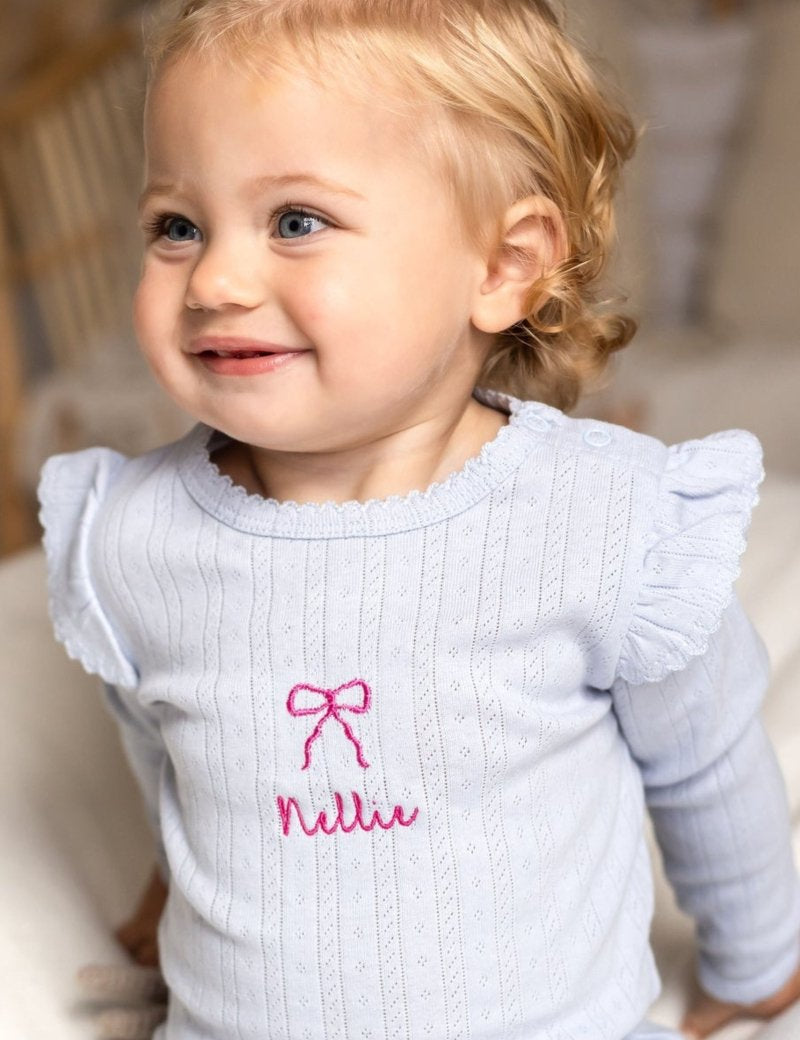 Knitted Bow Frill Romper Personalsied - Cozy Crew Club