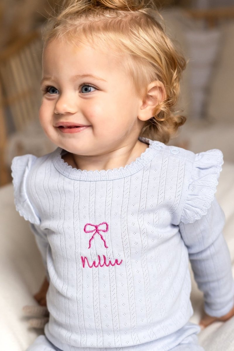 Knitted Bow Frill Romper Personalsied - Cozy Crew Club