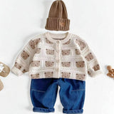 COZY Tonal Bear Cardigan Creme