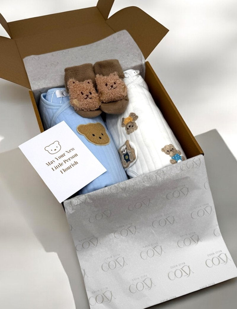 The Cozy Blue Boucle Baby Bear & Charming Bear Personalised Gift Box Cozy Crew Club OL Gift Sets mora-uk.myshopify.com the-cozy-blue-boucle-baby-bear-charming-bear-personalised-gift-box   20off, _upsell_the-bear-blanket, al-not-returnable, Baby, bear socks, BFCMGIFT, birthday, bunny comforter, CHRISTMAS45, embroidery, excludefromwssistock, gift, gift box, gift boxes, gift card, giftbox, gifts, LINECARD, newborn, PADDY10, personalise, personalize, pom pom blanket, SWADDLE, uk
