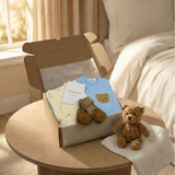 The Cozy Blue Boucle Baby Bear & Blue Rainbow Personalised Gift Box
