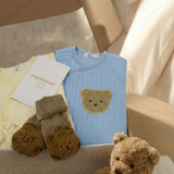 The Cozy Blue Boucle Baby Bear & Blue Rainbow Personalised Gift Box
