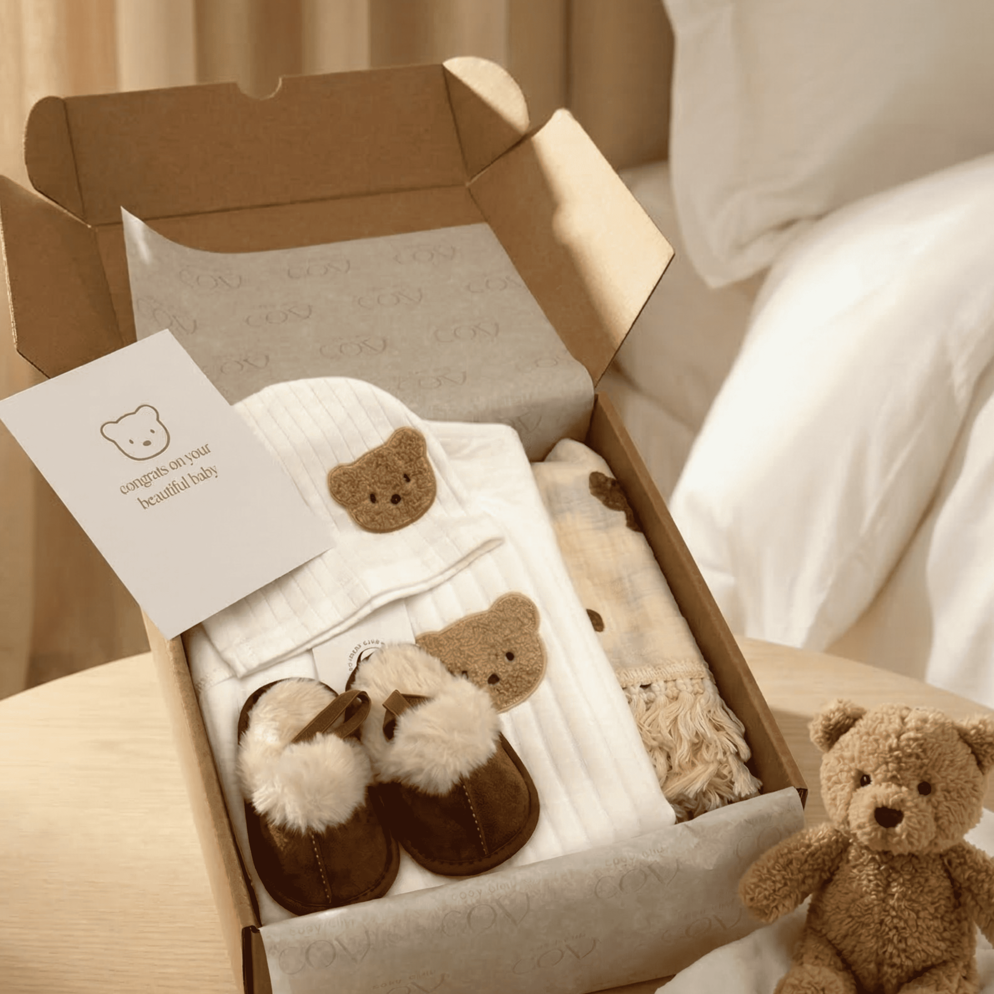 The Cozy Boucle Baby Bear Personalised Gift Box Cozy Crew Club OL Gift Sets mora-uk.myshopify.com the-ultimate-cozy-baby-bear-gift-box   10off, 20off, _upsell_the-bear-blanket, al-not-returnable, Baby, bear socks, BFCM45, BFCMGIFT, birthday, bunny comforter, CHRISTMAS45, embroidery, excludefromwssistock, gift, gift box, gift boxes, gift card, giftbox, gifts, LINECARD, newborn, PADDY10, personalise, personalize, pom pom blanket, romper, SWADDLE, uk