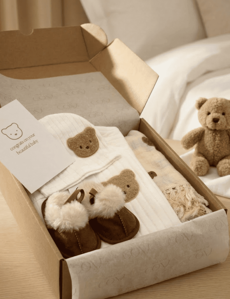 The Cozy Boucle Baby Bear Personalised Gift Box - Cozy Crew Club