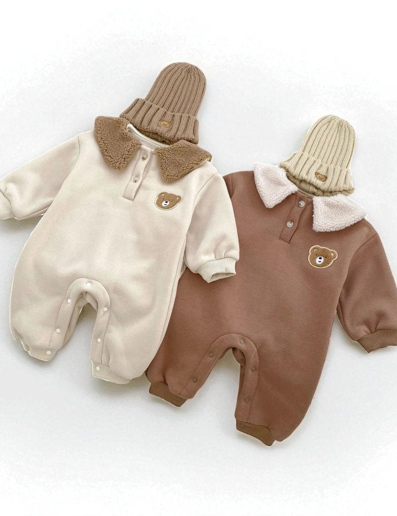 The Winter Fur Bear Hooded Pramsuit - Cozy Crew Club