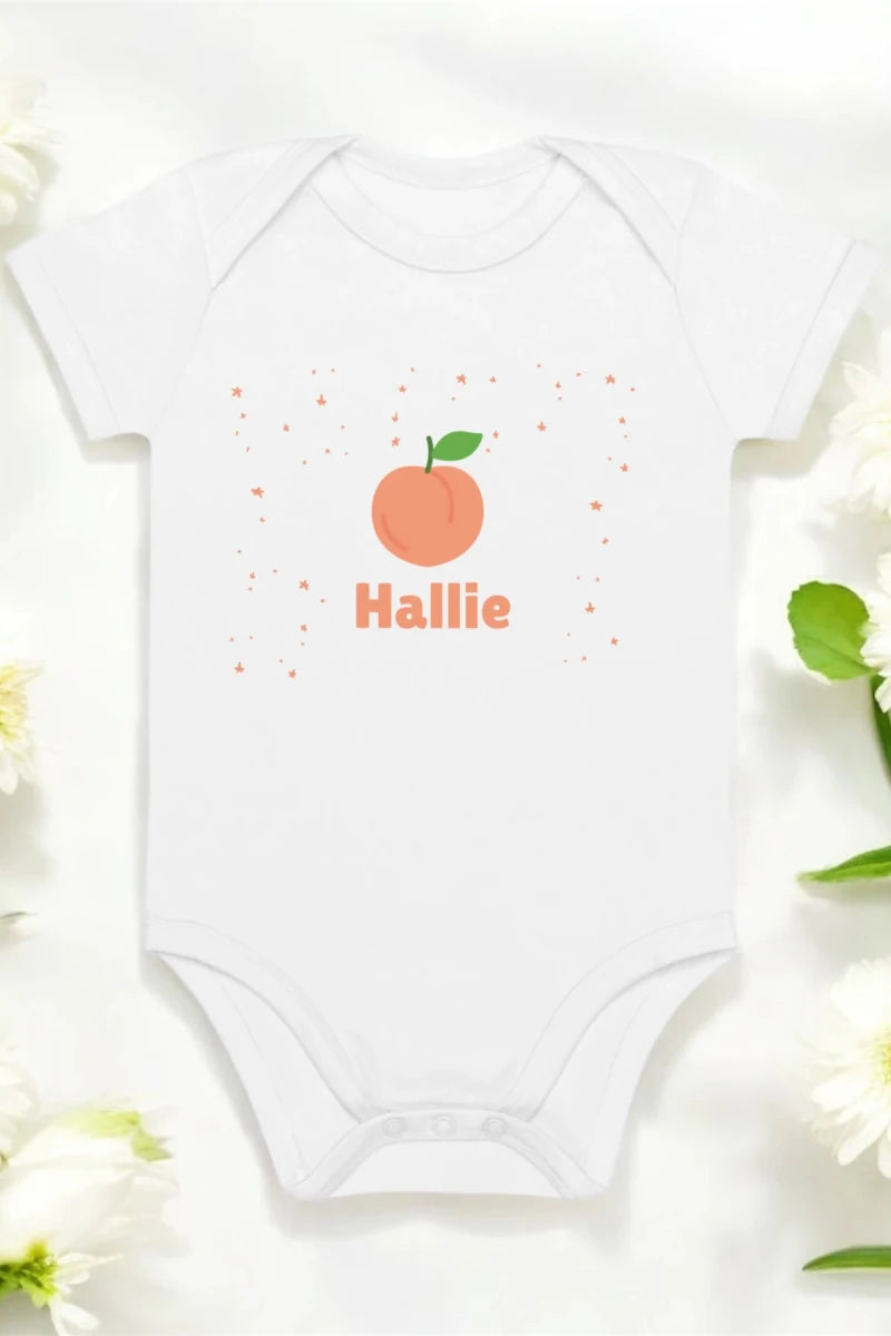 Peach Personalised Bodysuit in White - Cozy Crew Club
