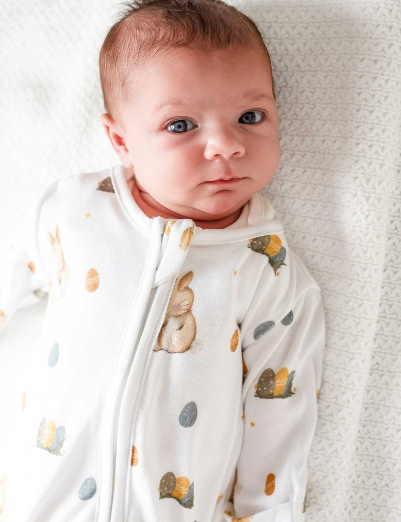 Cozy Easter Bunny Bamboo & Organic Cotton Zip Sleepsuit One Piece - Cozy Crew Club