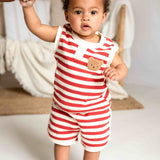 The Bear Beach Stripe Shorts & T-Shirt - Cozy Crew Club