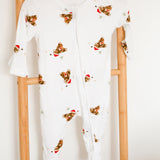 Christmas Bear Bamboo & Organic Cotton Zip Sleepsuit Romper One Piece