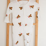 Christmas Bear Bamboo & Organic Cotton Zip Sleepsuit Romper One Piece