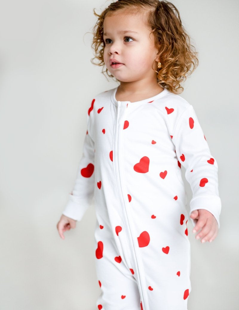 Love Heart Bamboo & Organic Cotton Zip Sleepsuit One Piece - Cozy Crew Club