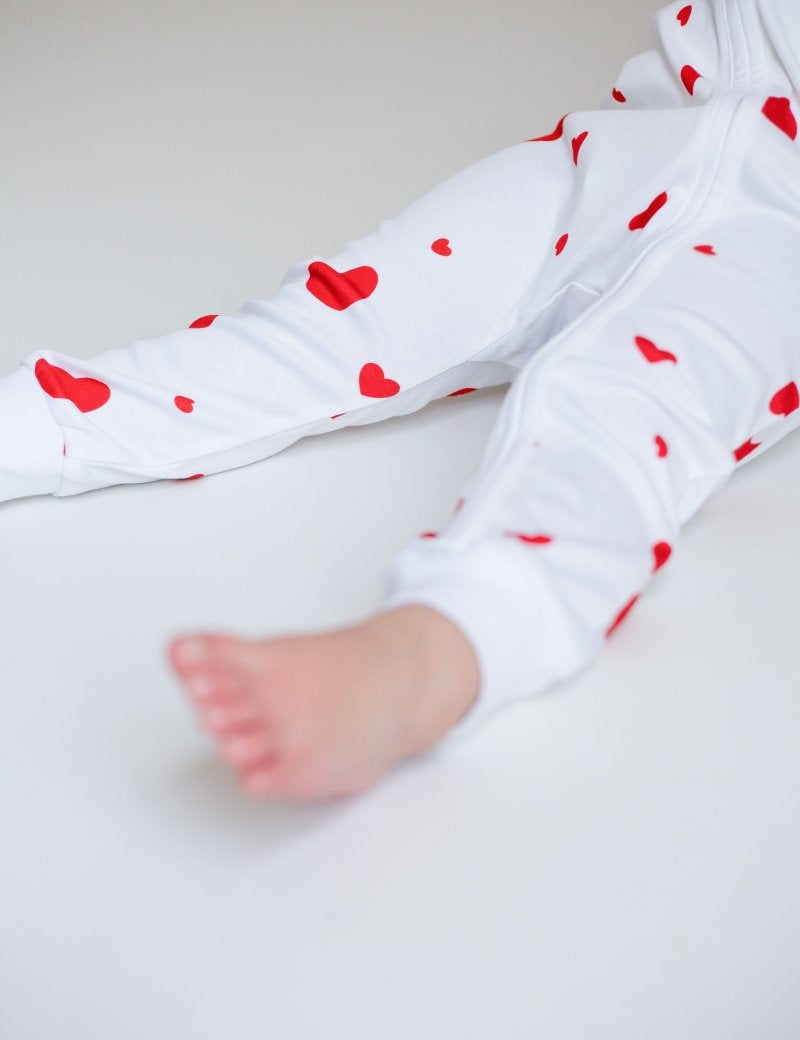 Love Heart Bamboo & Organic Cotton Zip Sleepsuit One Piece - Cozy Crew Club