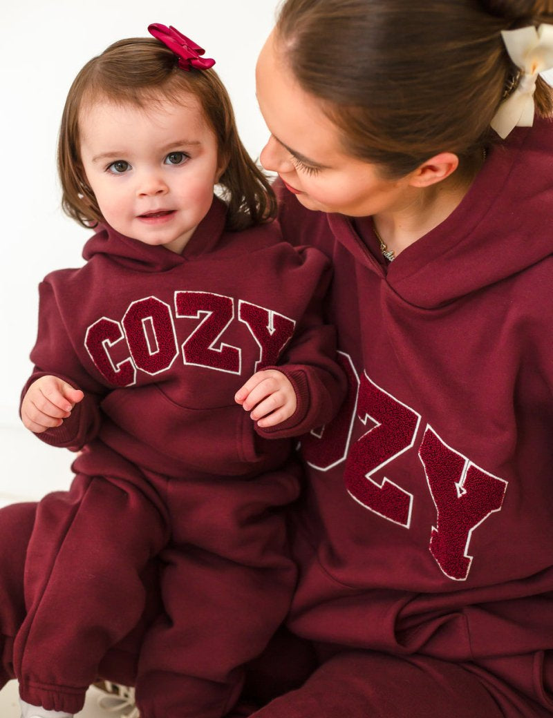 COZY Mini Tracksuit Burghundy Set - Cozy Crew Club