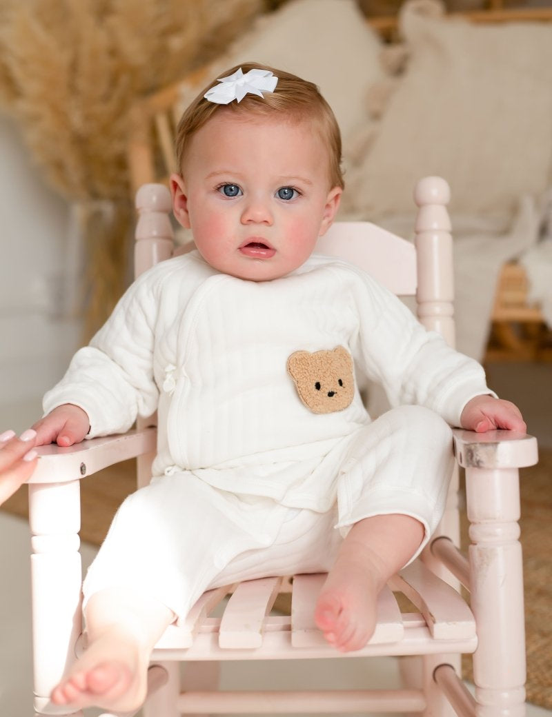 The Teddy Bear Boucle Wrap Baby Grow Romper - Cozy Crew Club