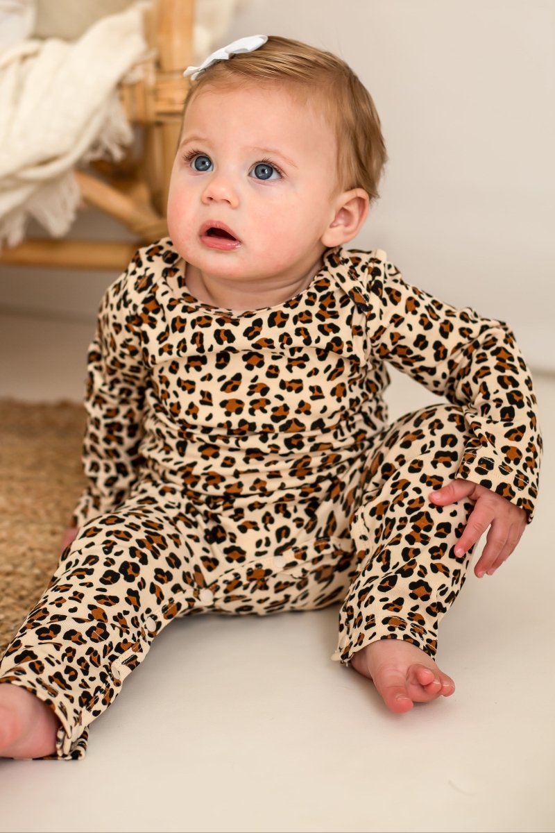 Little Wild One – Leopard Print Baby Romper - Cozy Crew Club