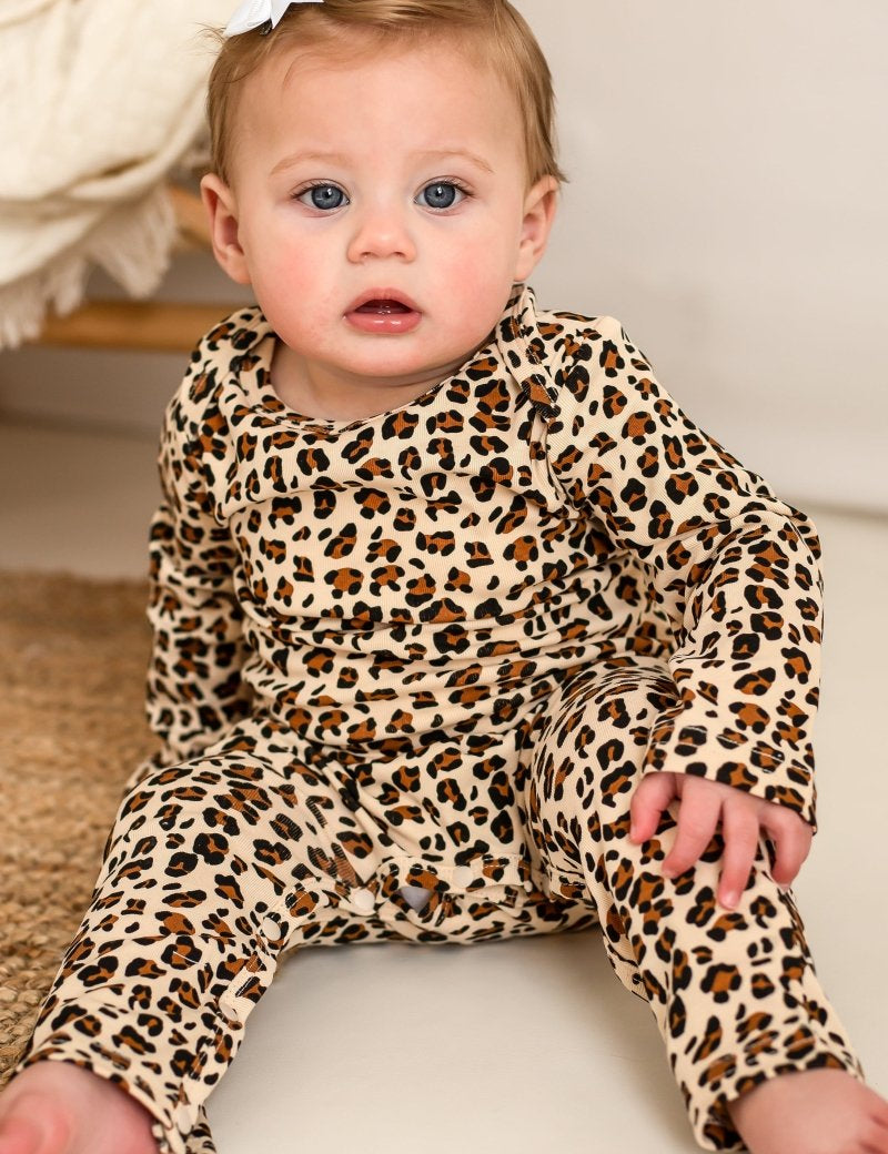 Little Wild One – Leopard Print Baby Romper - Cozy Crew Club