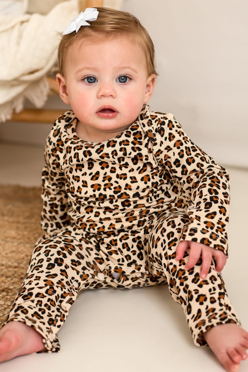 Little Wild One – Leopard Print Baby Romper - Cozy Crew Club