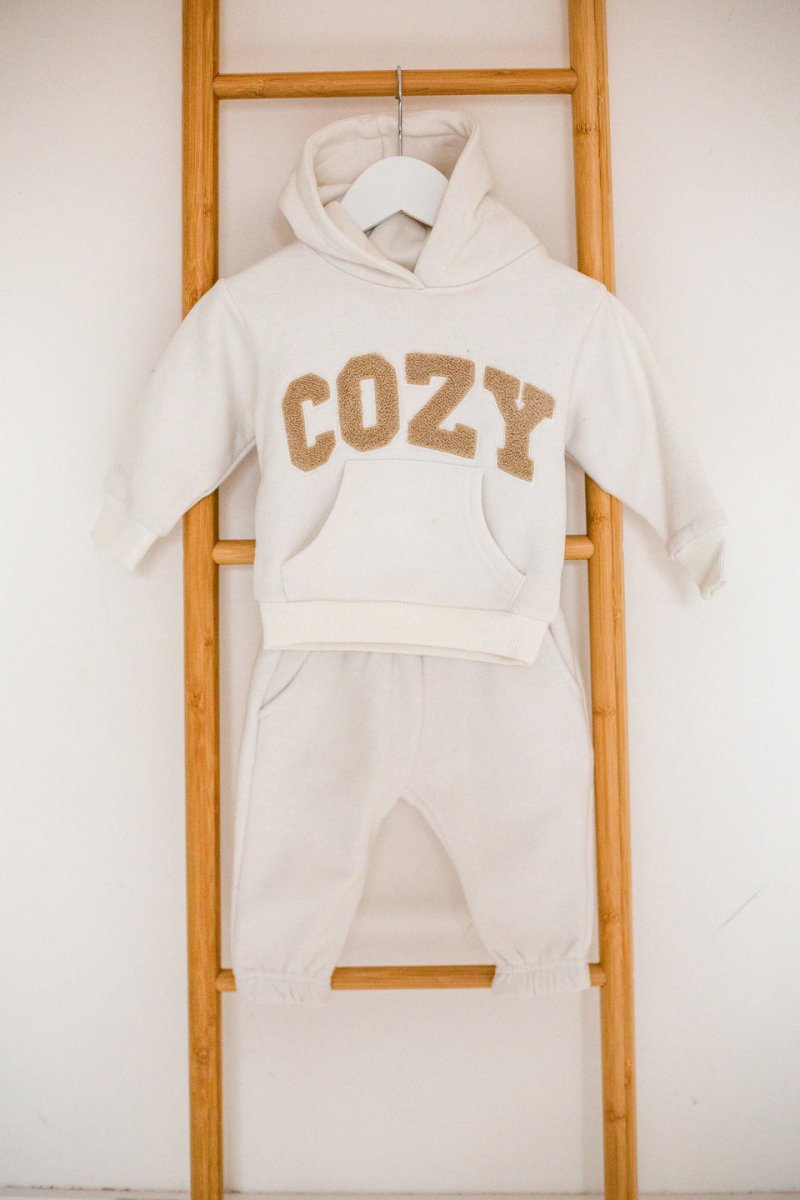 COZY Mini Tracksuit Off-White Set - Cozy Crew Club