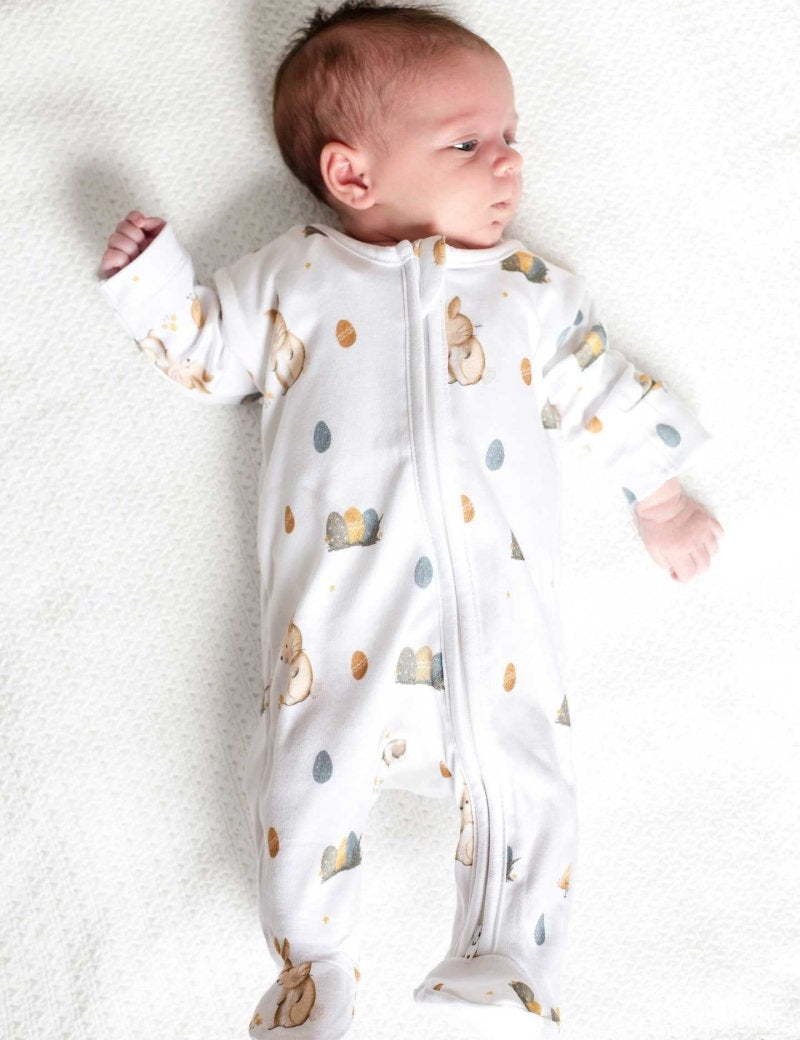 Cozy Easter Bunny Bamboo & Organic Cotton Zip Sleepsuit One Piece - Cozy Crew Club