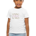 Young THREE & Wild 3rd Birthday T-Shirt Personalised - Cozy Crew Club