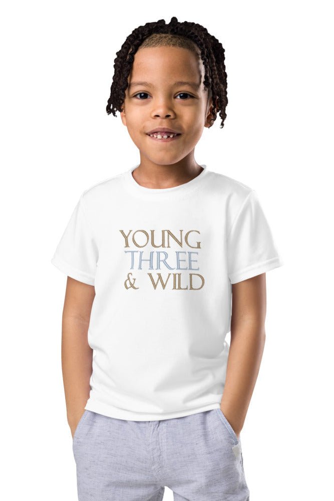 Young THREE & Wild 3rd Birthday T-Shirt Personalised - Cozy Crew Club