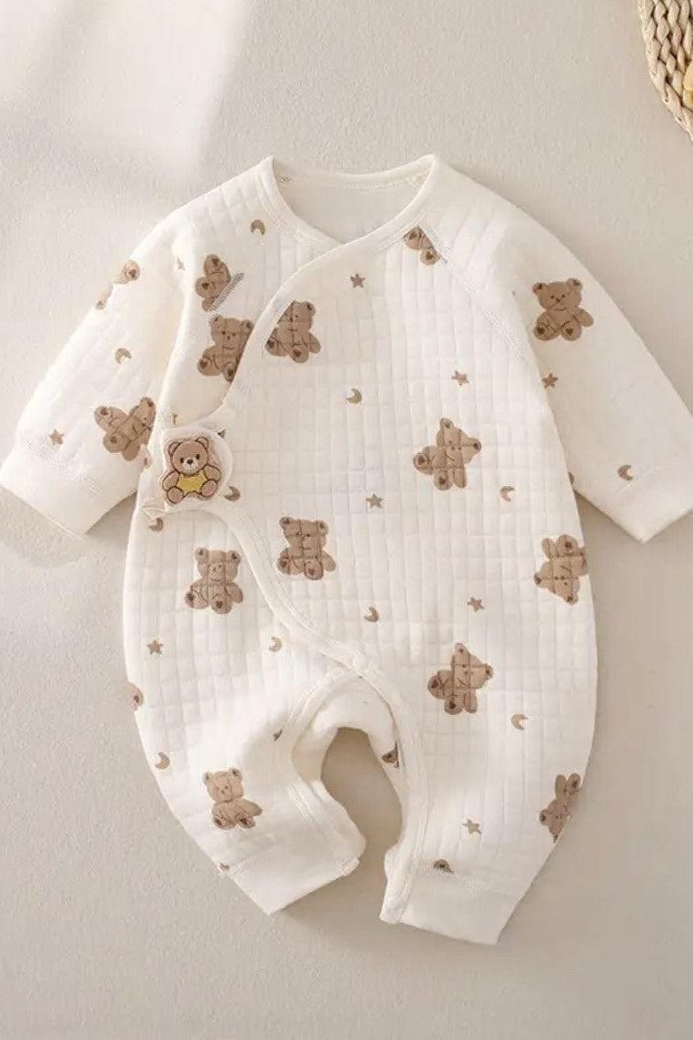 The Happy Bear Boucle Wrap Baby Grow Romper - Cozy Crew Club