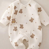 The Happy Bear Boucle Wrap Baby Grow Romper - Cozy Crew Club