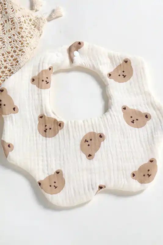 Bear Bib 100% Cotton Creme