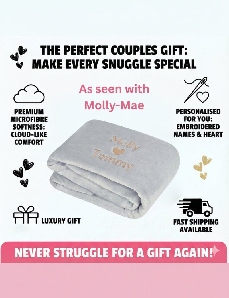 Couples Personalised Microfibre Soft Sofa Blanket - Cozy Crew Club
