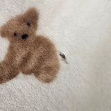 Sample Sale - bear minky blanket - Mary-Jade in Rose Gold thread and also 2 holes in blanket