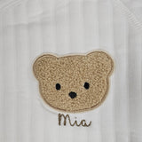 Sample Sale - 3-6m white boucle - 'Mia' in gold thread