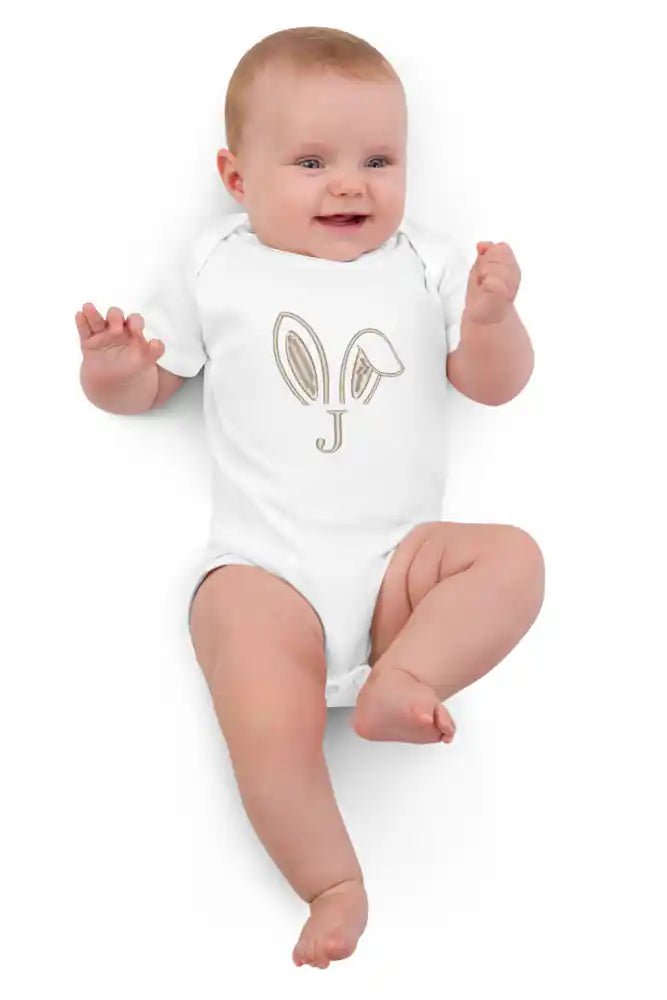 Bunny Initial (Personalised Embroidered Bunny Bodysuit) - Cozy Crew Club