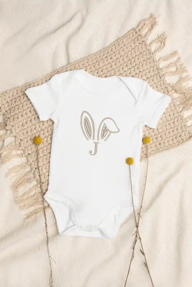 Bunny Initial (Personalised Embroidered Bunny Bodysuit) - Cozy Crew Club