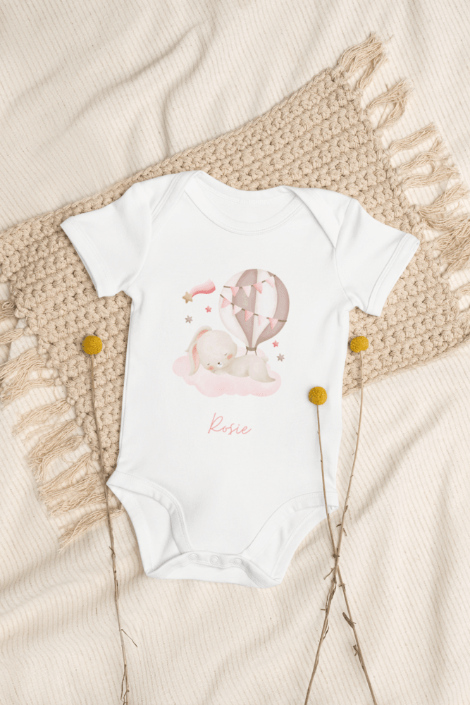 Personalised Name Bunny Hot Air Baloon Bodysuit - Cozy Crew Club