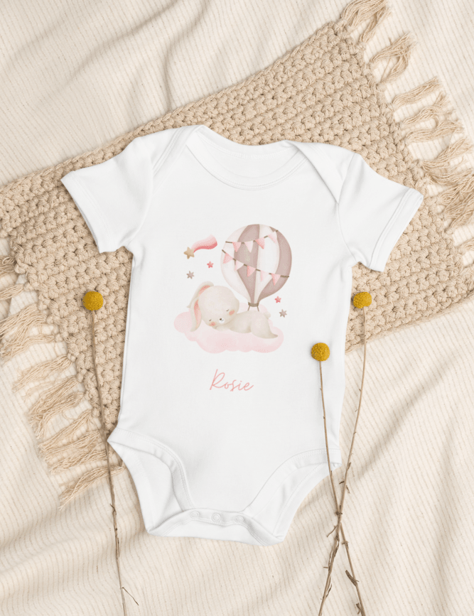 Personalised Name Bunny Hot Air Baloon Bodysuit - Cozy Crew Club