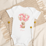 Personalised Name Bear Pink Hot Air Baloon Bodysuit - Cozy Crew Club