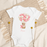 Personalised Name Bear Pink Hot Air Baloon Bodysuit - Cozy Crew Club