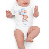 Personalised Name Bear Blue Baloon Bodysuit - Cozy Crew Club