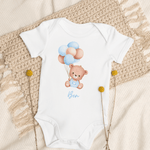 Personalised Name Bear Blue Baloon Bodysuit - Cozy Crew Club