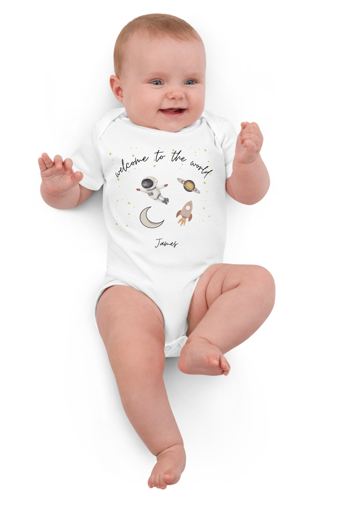 Welcome to the World Galaxy (Personalised Name Bodysuit) - Cozy Crew Club