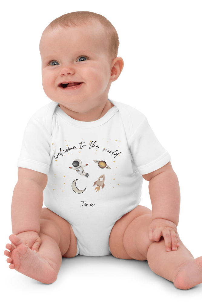 Welcome to the World Galaxy (Personalised Name Bodysuit) - Cozy Crew Club