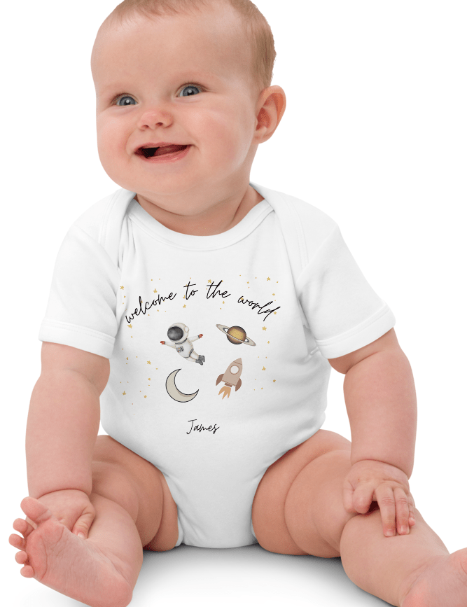 Welcome to the World Galaxy (Personalised Name Bodysuit) - Cozy Crew Club