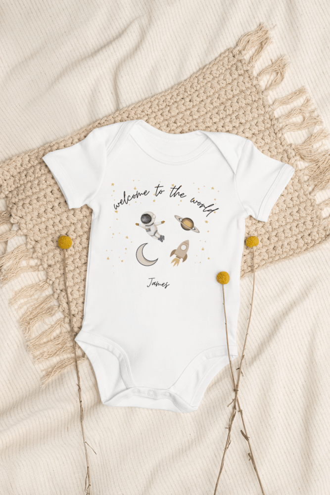 Welcome to the World Galaxy (Personalised Name Bodysuit) - Cozy Crew Club
