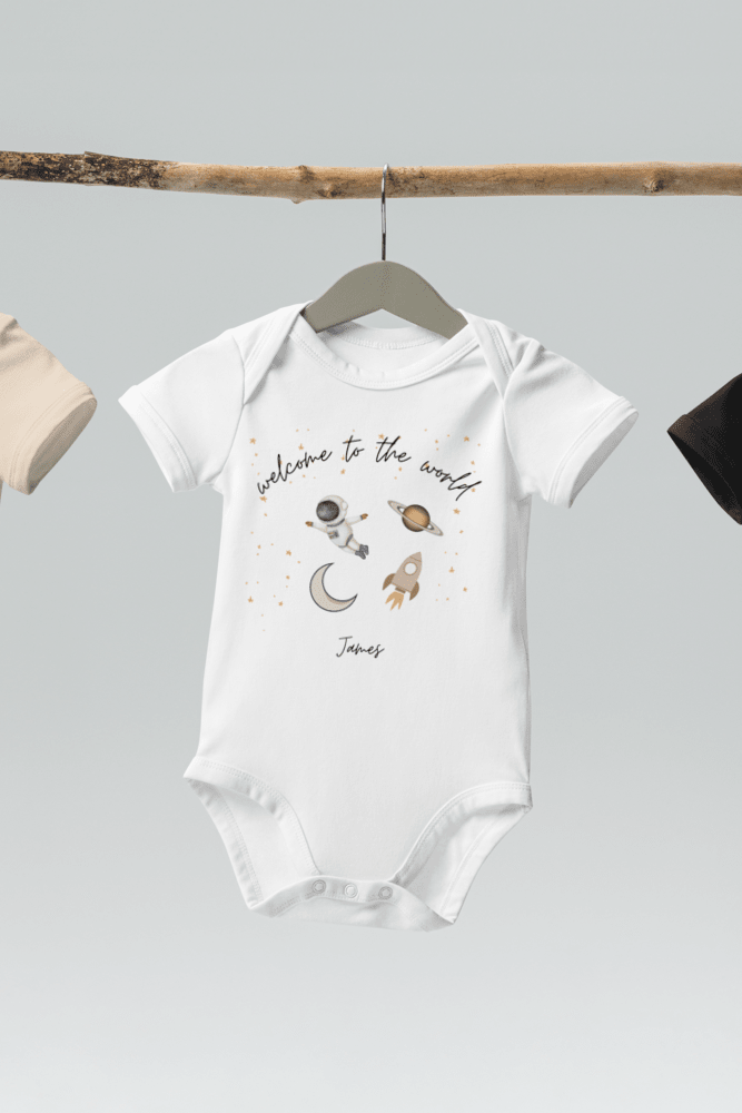 Welcome to the World Galaxy (Personalised Name Bodysuit) - Cozy Crew Club