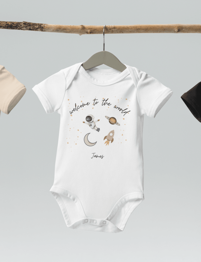 Welcome to the World Galaxy (Personalised Name Bodysuit) - Cozy Crew Club