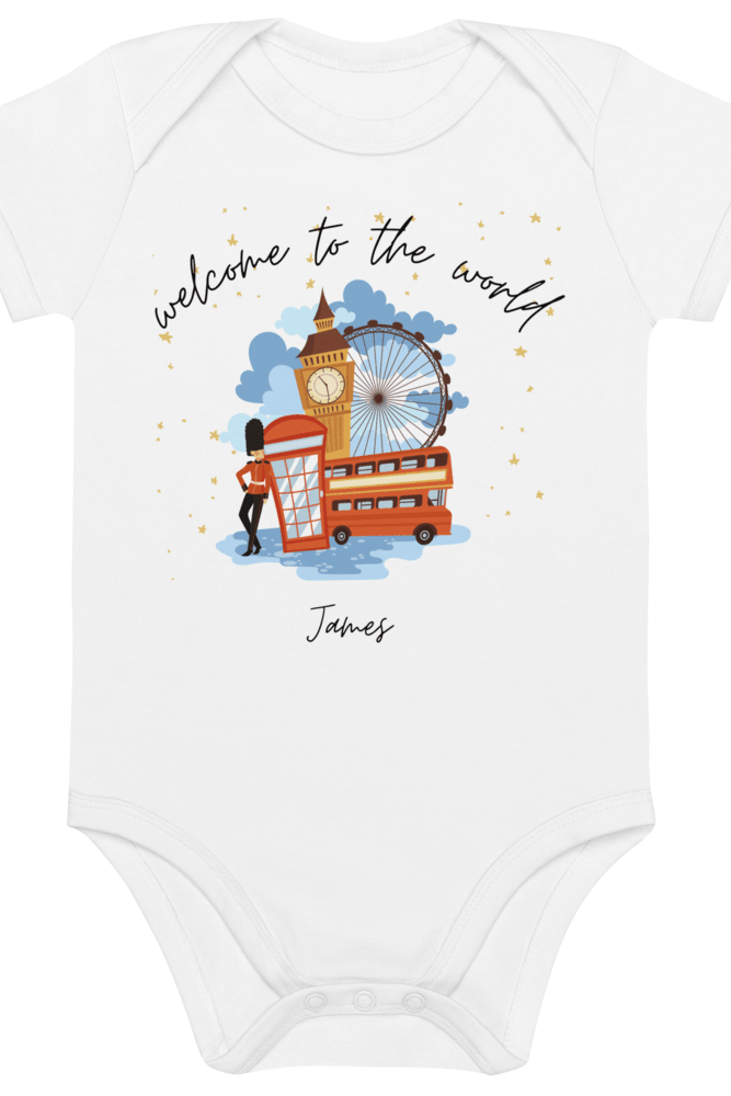 Welcome to the World London Town (Personalised Name Bodysuit) - Cozy Crew Club